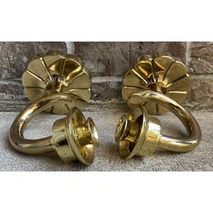 Set of 2 Vintage Brasscrafters Heavy Solid Brass Sconces Candle Holders Regency